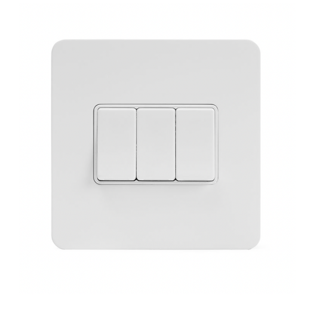 3 Gang 2 Way Rocker Screw Less Plate