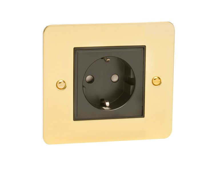1 Gang Schuko Socket Flat Plate