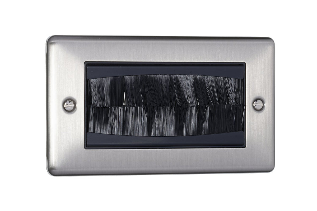 2 Gang Brush Plate Round Angled Plate